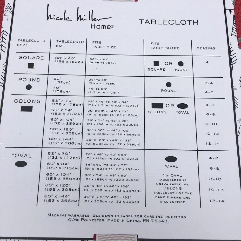 Nicole Miller Candy Cane Tablecloth Christmas Holiday Red Silver Foil 60x104